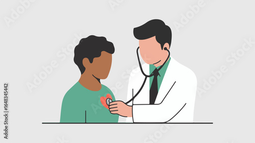Doctor examines child with stethoscope