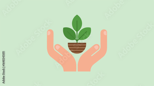 Plant in Hands Illustration for Environmental Conservation