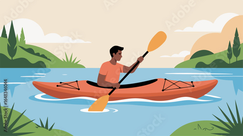 Kayak paddler on river during daytime