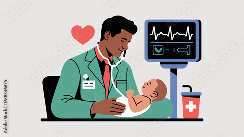 Doctor Examining Baby in Hospital Ward