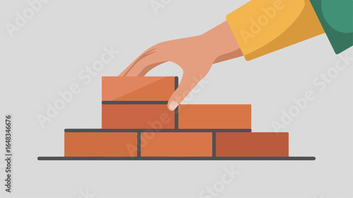 Brick layer stacking bricks for construction