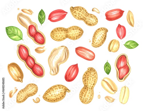 Wallpaper Mural Hand-drawn peanuts, shells, and leaves Torontodigital.ca