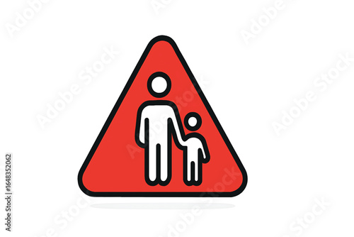 Vector of attention sign and family. Symbol of life insurance.