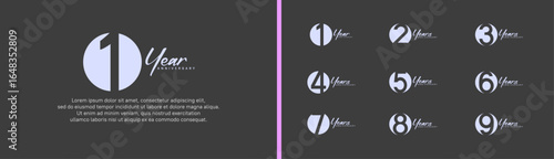 set of anniversary logo style with handwriting. vector design purple color for celebration
