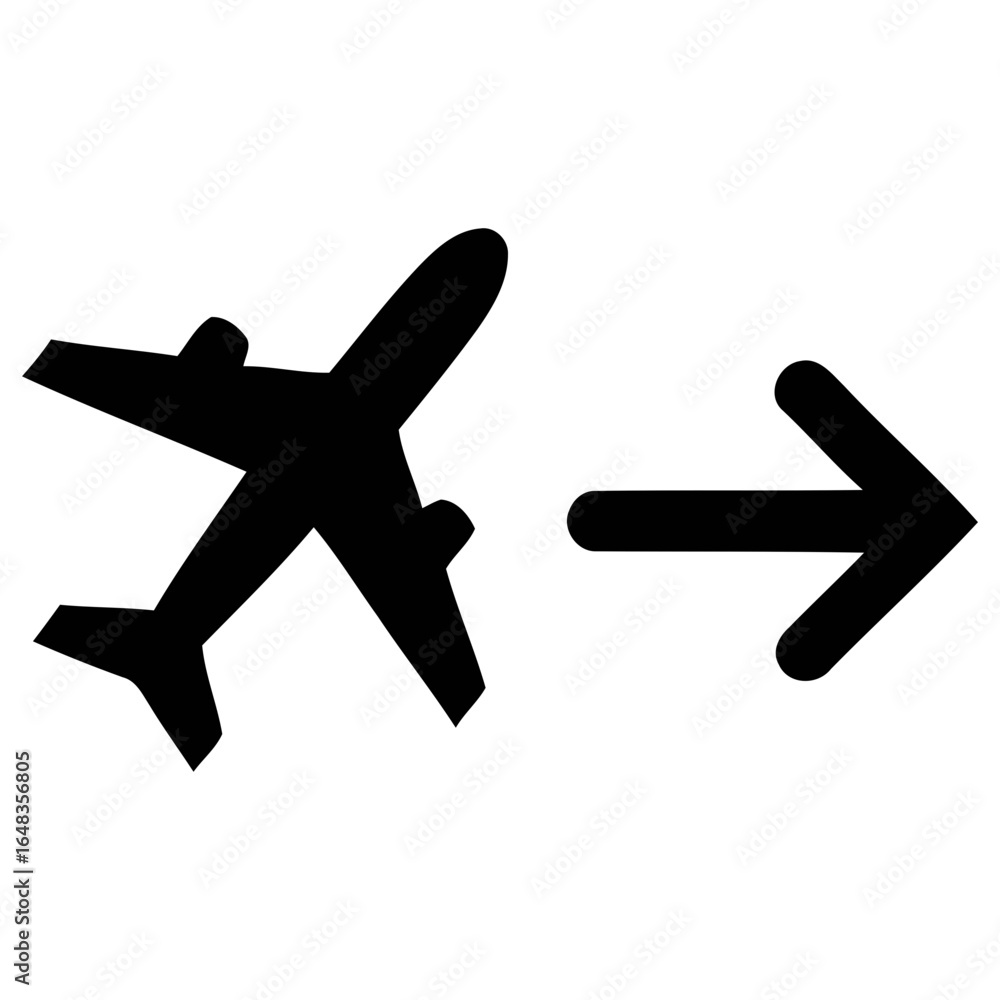 Obraz premium Airplane Departure Airport Direction Sign Icon