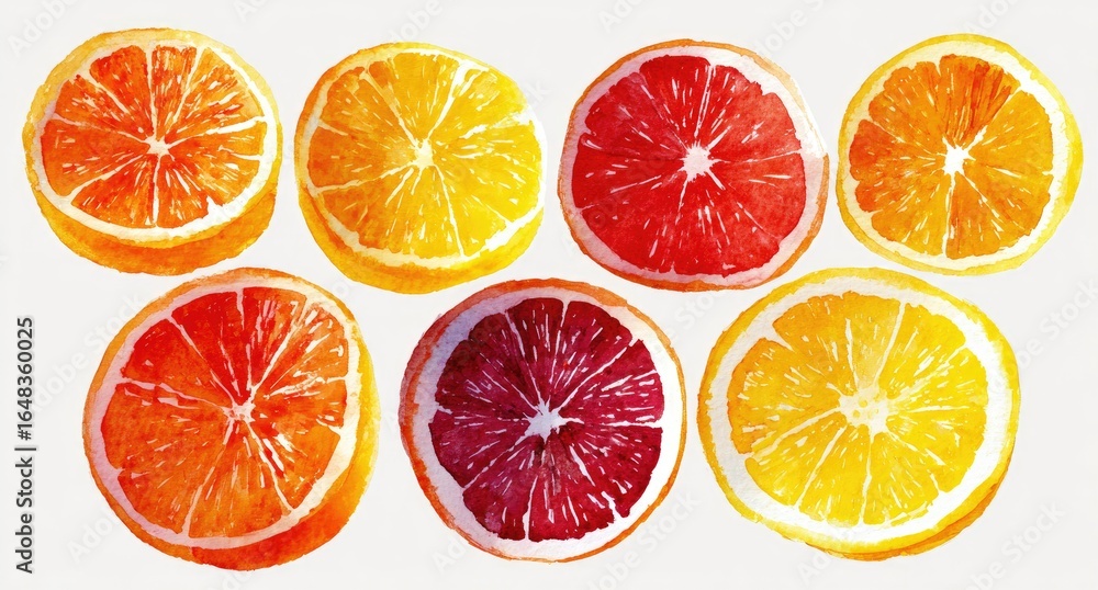 Fototapeta premium Citrus slices in various hues