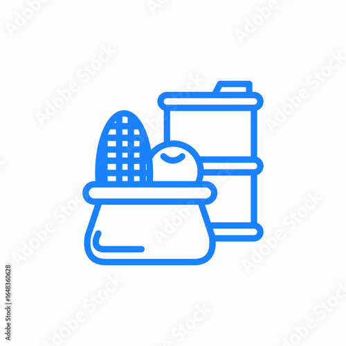 commodities bag of grain corn oil barrel icon sign vector
