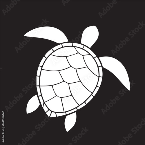 Simple white sea turtle silhouette on a dark background ideal for nautical designs and ocean themes