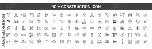 set of 90 + construction icon in  black color vector illustration in AI , EPS , PNG , JPG format 