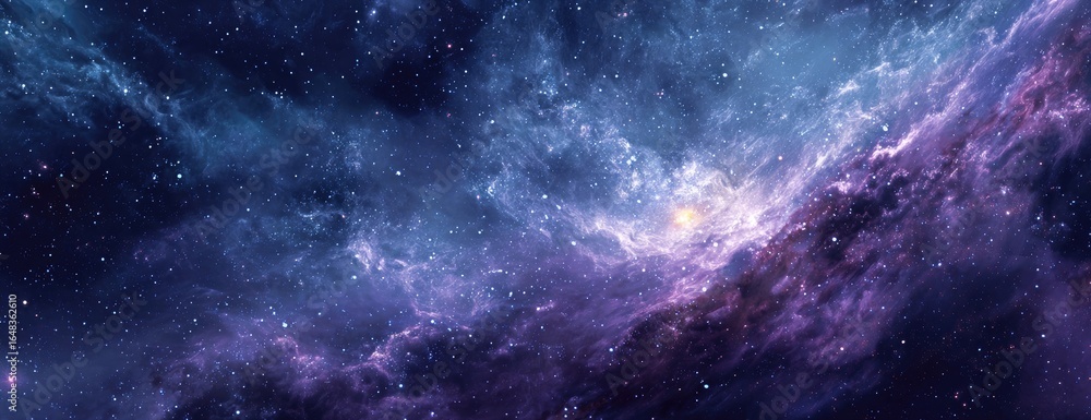 Obraz premium Vast, vibrant nebulae swirl across a dark cosmos, studded with distant stars