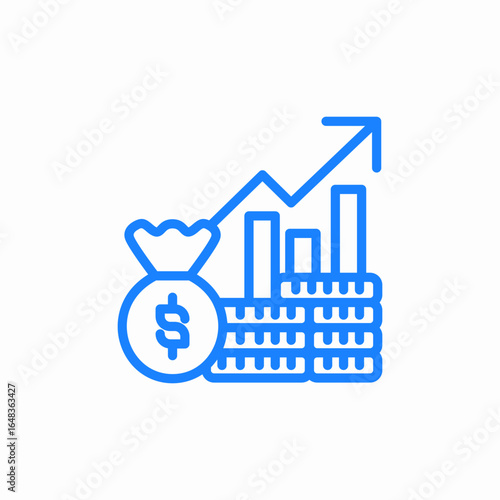 profit growth increased revenues or successful investments bar chart with rising bars icon sign vector