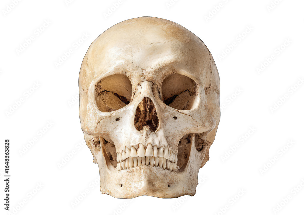 Obraz premium Close-up human skull, front view