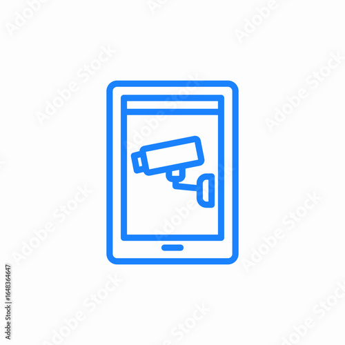 tablet with an image of a security camera on the screen icon sign vector