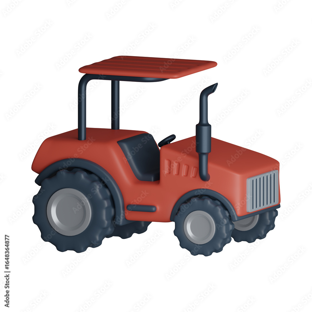 Obraz premium 3d rendering cartoon type tractor isolated on transparent background 