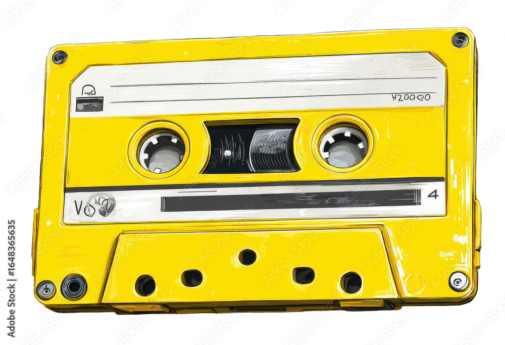 Obraz premium Bright yellow cassette tape (3)