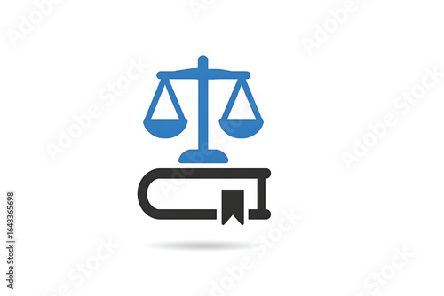 Vector of book with sclaes balance. Symbol of anti-corruption. Icon of law