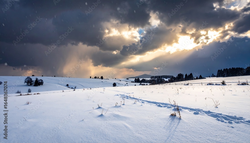 Winter landscape with dramatic clouds Winter landscape with dramatic clouds