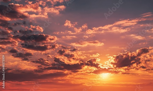 Dramatic sunset sky with clouds