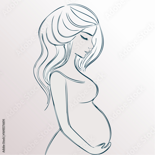  petal-contoured expectant mother – serene biomorphic vector for family wellness