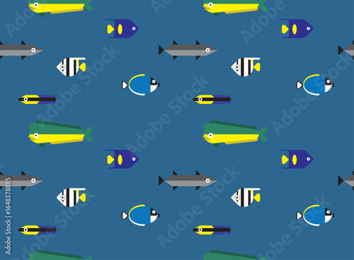 Cute Fish Character Seamless Background Wallpaper Pattern Mahi mahi