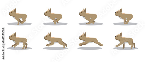 French Bulldog Running Side Cartoon Animation Frame Vector