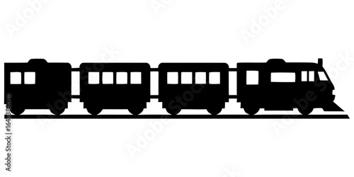 Silhouette of a train with multiple cars traveling on a track