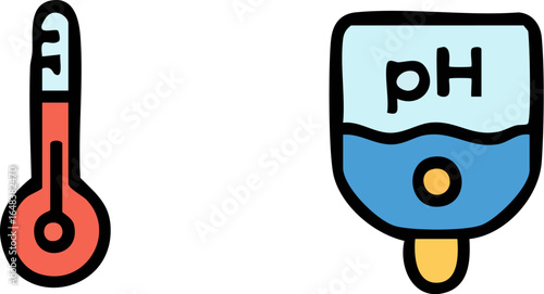 Temperature and pH Measurement Icons.