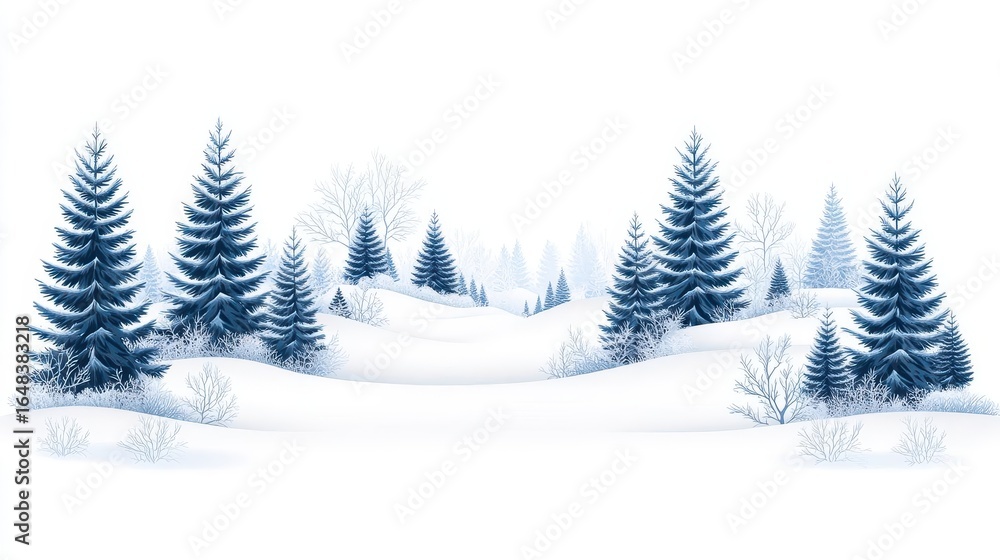 Obraz premium Snowy Winter Landscape with Pine Trees