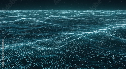 Abstract digital ocean wave of technological data and cyber network