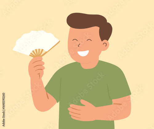 character design carrying a paper fan