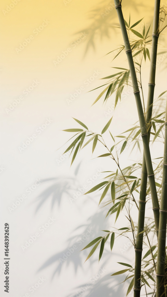 Obraz premium Bamboo against a quietly elegant green background