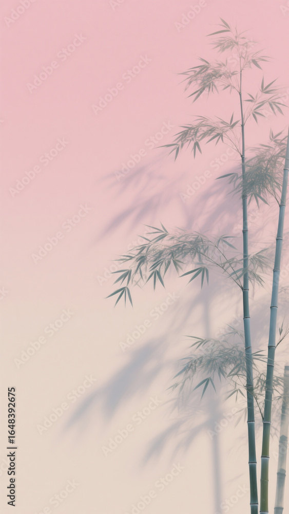 Fototapeta premium Bamboo against a pink background 