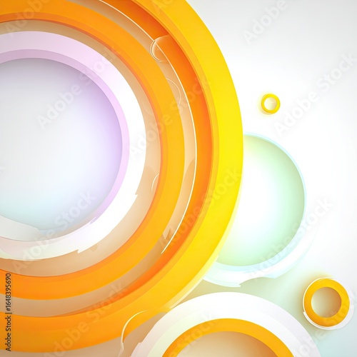 Abstract layered circles in orange and white