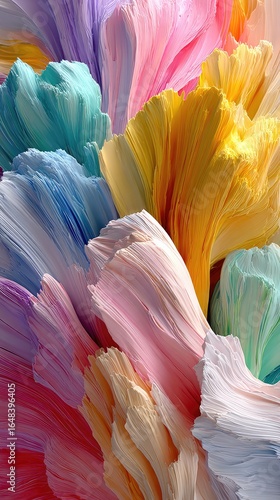 Abstract vibrant paint strokes in swirling, textured forms