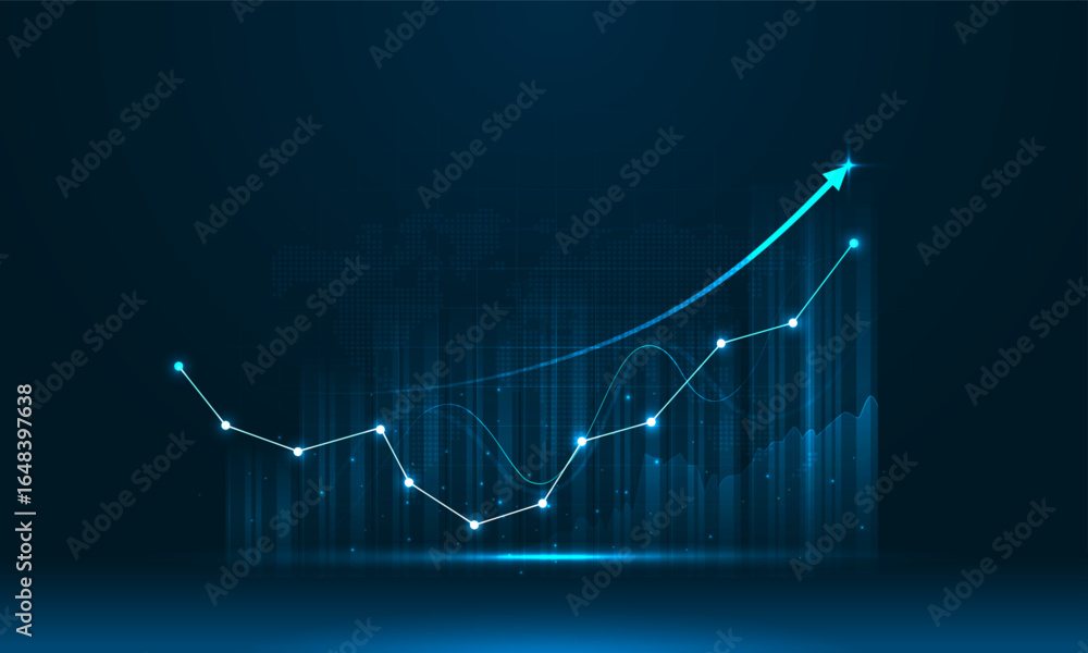 Naklejka premium Stock market investment trading graph in graphic concept suitable for financial investment or Economic trends business idea. Vector illustration design.