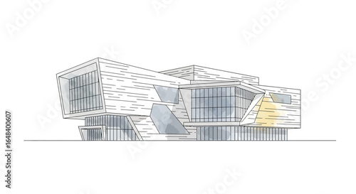 Architectural conceptualization showcasing a contemporary, layered structure