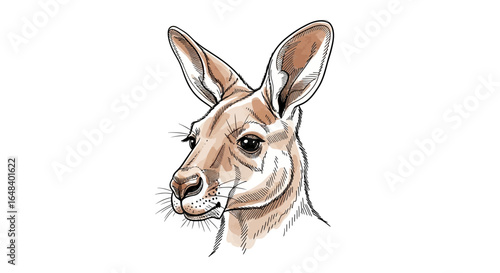 Captivating kangaroo portrait in artistic watercolor and sketch style