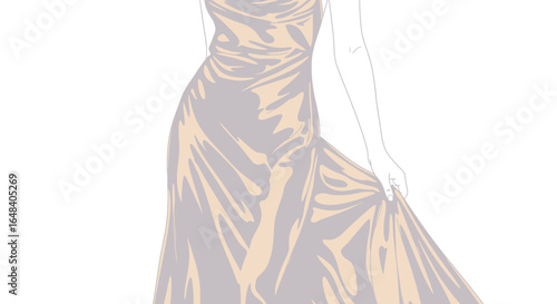 Elegant flow of dress, a visual symphony of grace and delicate style
