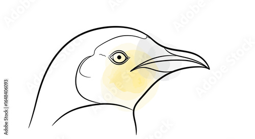 Elegant penguin head illustration with soft watercolor accents design