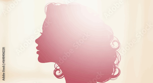 Elegant portrait silhouette with sophisticated curls and artistic gradient