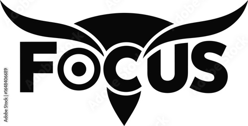 Focus Logo with Stylized Owl Eyes symbol