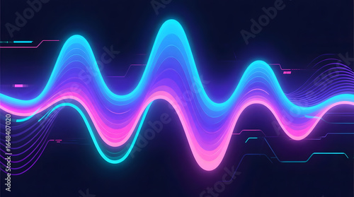 Digital Waveforms Background with Gradient Curves