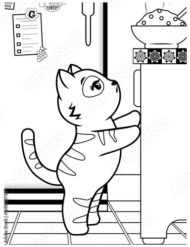 Kitten Begging for Food Coloring Page