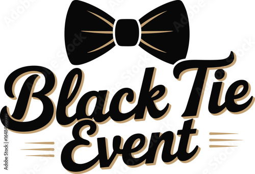 Black Tie Event text with bowtie graphic formal invitation