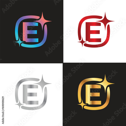 Letter E logo, E logo, AI logo set, modern and minimal design, tech-inspired, colorful icons and symbols, suitable for artificial intelligence, innovation, branding, startups, and digital identity.