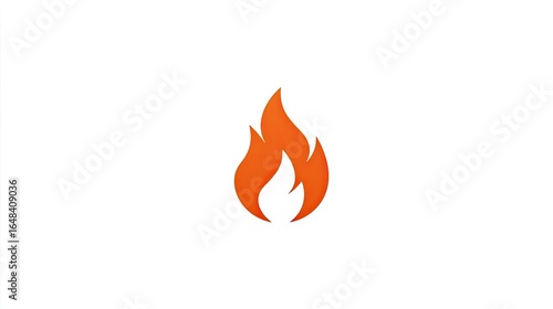 Simple, stylized orange flame graphic on white background