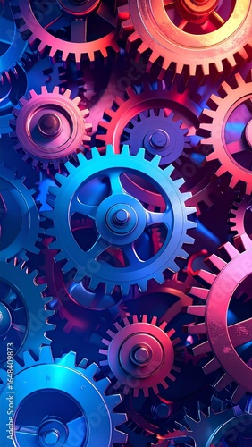 Wallpaper Mural Detailed Firefly_studio Image of intricate Industrial Gear with vibrant and aesthetic background Torontodigital.ca