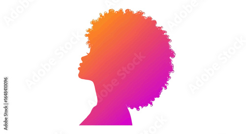 Gradient silhouette of a woman with an afro hairstyle illustration