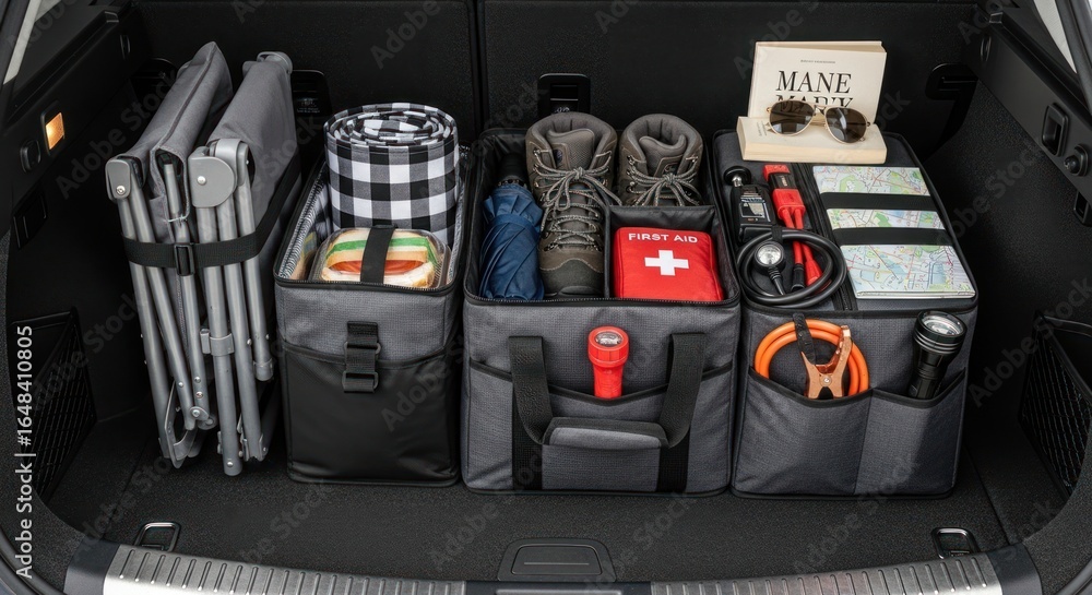custom made wallpaper toronto digitalOrganized Car Trunk with Camping and Emergency Gear