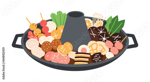 Delicious hot pot meal featuring assorted ingredients and vibrant vegetables perfect for sharing with friends and family